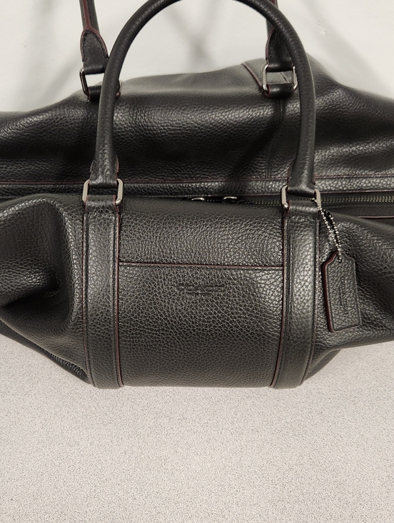 NEW Coach Boston Heritage Leather Duffel Bag Black Large Capacity w/Strap F70561 - Picture 5 of 16